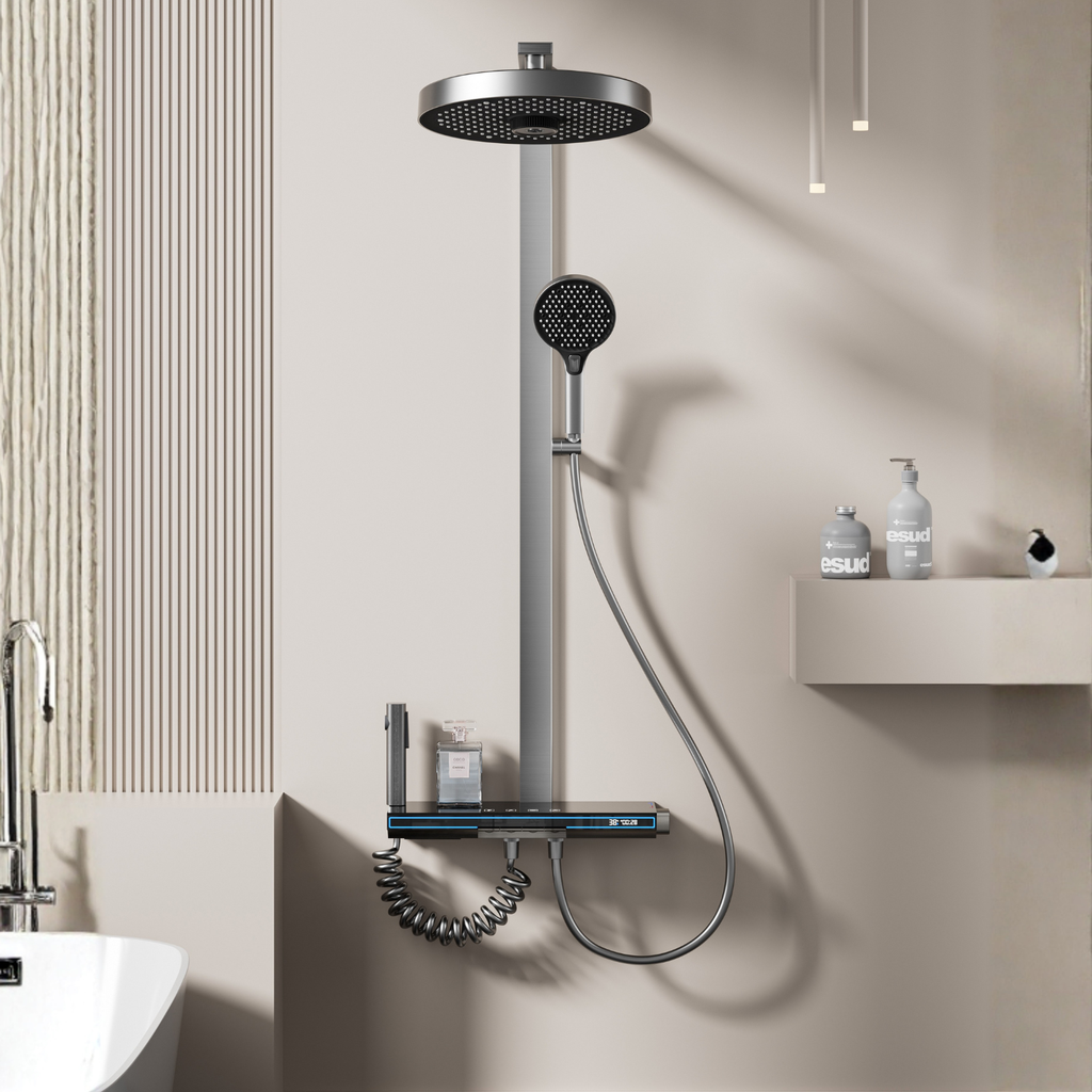 baderiebarneveld Thermostatic Shower System with Rain Shower and Hand Shower