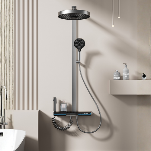 baderiebarneveld Thermostatic Shower System with Rain Shower and Hand Shower
