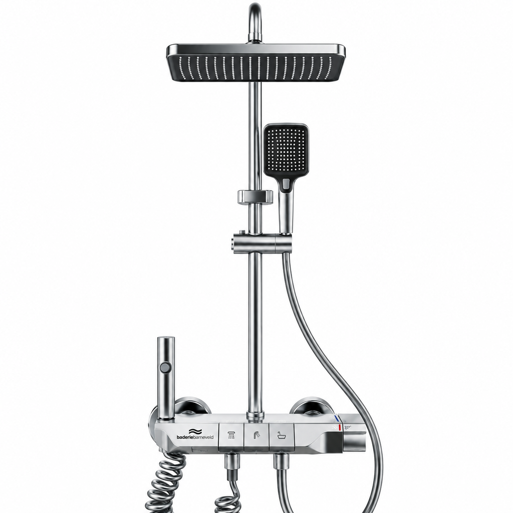 baderiebarneveld Thermostatic Shower System with Rain Shower and Hand Shower