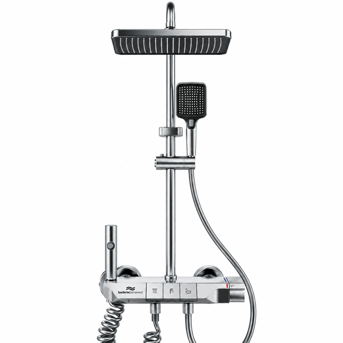 baderiebarneveld Thermostatic Shower System with Rain Shower and Hand Shower